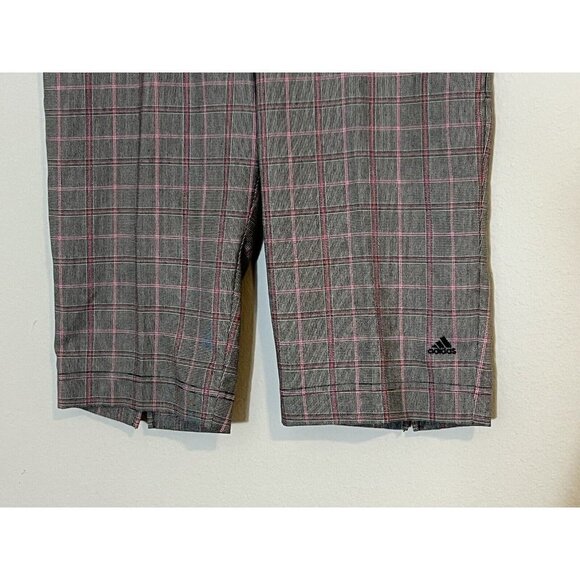 ADIDAS GOLF Women’s Embroidered Mid Rise Plaid Bermuda Pink Gray Shorts sz 10 - Picture 4 of 13